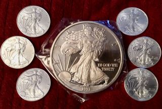 1991 American Eagle 1 Pound 12 Troy Ounces 999 Fine Silver Rare