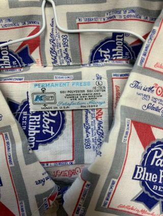 Vintage Pabst Blue Ribbon Beer Button Up Shirt Size Large 16 - 16 1/2 Kmart 3