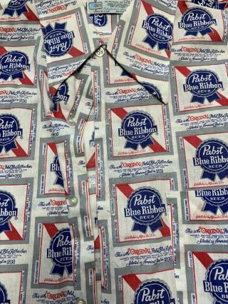 Vintage Pabst Blue Ribbon Beer Button Up Shirt Size Large 16 - 16 1/2 Kmart 4