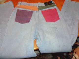 Vintage 90s Steel Jeans High Rise Light Wash Color Block Jeans Waist 28”