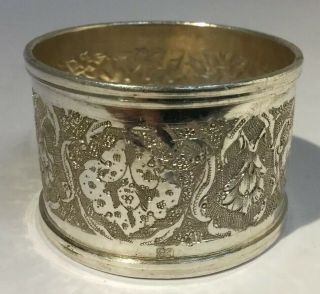 Antique Imperial Russian 84 840 Solid Sterling Silver Heavy Engraved Napkin Ring