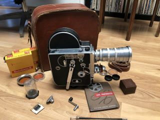 Vintage Paillard Bolex H - 16 16mm Movie Camera 3 lenses Ektar 63mm 26mm 17mm Case 2