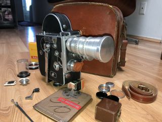 Vintage Paillard Bolex H - 16 16mm Movie Camera 3 lenses Ektar 63mm 26mm 17mm Case 3