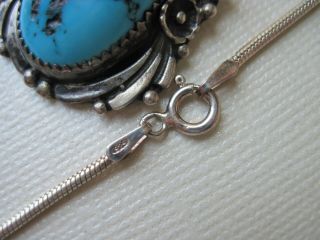Vintage Sharon Cisco Turquoise & Sterling Silver Pendant on a Sterling Necklace 7