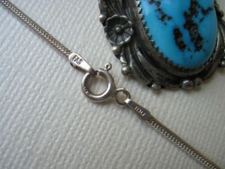 Vintage Sharon Cisco Turquoise & Sterling Silver Pendant on a Sterling Necklace 8