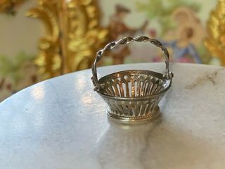 RARE Miniature Dollhouse Artisan KEN PALMER Sterling Silver Handle Basket 1:12 5