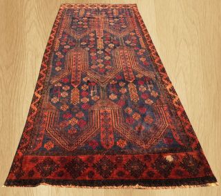 Authentic Hand Knotted Vintage Persian Zaidan Balouch Wool Area Rug 8.  6 X 3.  5 Ft