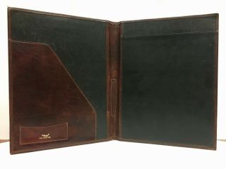 Bosca Leather Portfolio Hand Stained Hide Writing Note Pad Folio Brown Usa Vtg