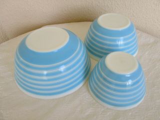 Vintage Pyrex BLUE WHITE STRIPE Nest 3 Bowls 401,  402,  403 4