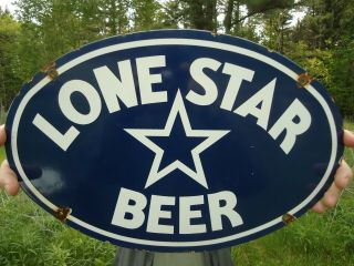 Vintage Lone Star Beer Of Texas Porcelain Metal Advertising Sign