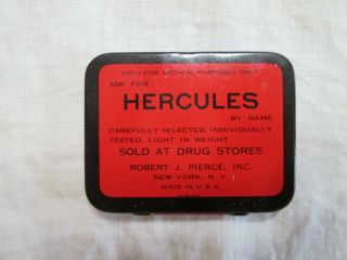 Extremely Rare Vintage Hercules Latex Prophylactic Sheaths Condoms Rubbers Tin 2