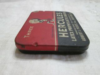 Extremely Rare Vintage Hercules Latex Prophylactic Sheaths Condoms Rubbers Tin 4