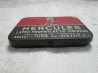 Extremely Rare Vintage Hercules Latex Prophylactic Sheaths Condoms Rubbers Tin 5