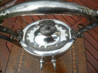 Antique Victorian Silver Plated Spirit Kettle,  Stand & Burner - Gorgeous Design 4