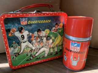 Nfl Quarterback 1964 Vintage Metal Lunch Box And Thermos Rare