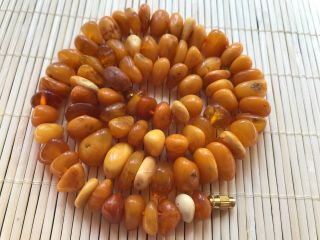 Old Geniune Natural Antique Baltic Vintage Amber Jewelry Stone Necklace