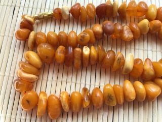 Old Geniune Natural Antique Baltic Vintage Amber jewelry stone Necklace 7