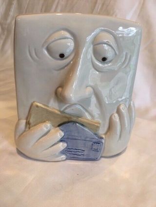 Vintage Fitz & Floyd Bill And Mail Holder Worried Man Face Vintage Ceramic Rare
