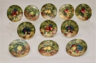 Vintage Set Of 11 Rochard Limoges Cake/salad Plates Signed By Aj Heritage