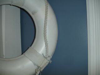 Vintage White Life Preserver Ring LifeGuard Buoy Throw Ring Decor Nautical A1 4