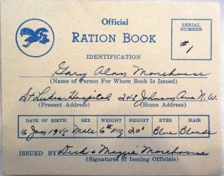 Wwii Era,  1944 Hallmark,  " Baby Ration Card,  Announcement Card ",  Estate
