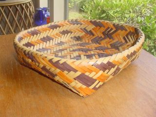 Vintage Cherokee Indian Double Weave River Cane Basket