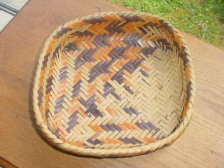 VINTAGE CHEROKEE INDIAN DOUBLE WEAVE RIVER CANE BASKET 2