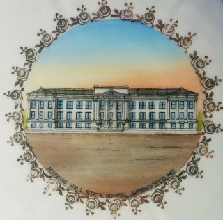 Academic Hall State Normal Springfield Mo Antique Porcelain Plate Vtg School Art