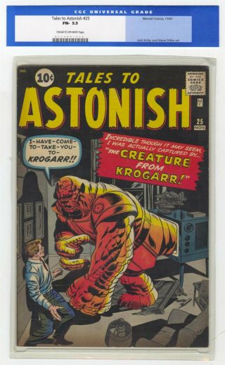 Tales To Astonish 25 Fn - 5.  5 Vintage Atlas Marvel Comic Prehero Scifi Old Label