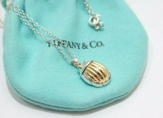 Rare Tiffany & Co.  Silver & 18k Yellow Gold Scarab Pendant Necklace 17 "