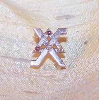 Vintage Delta Chi Fraternity Unusual Pin / Badge,  10k Gold,  Rubies & Pearls Old