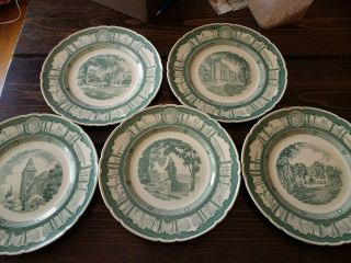 Vintage Wedgwood Cornell University Commemorative Plates Set Of 5 Green