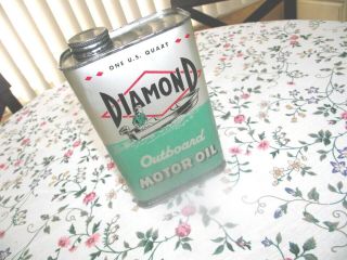 Vintage 1 Qt.  Diamond Outboard Motor Oil - Full - Ex Cond.  1950 