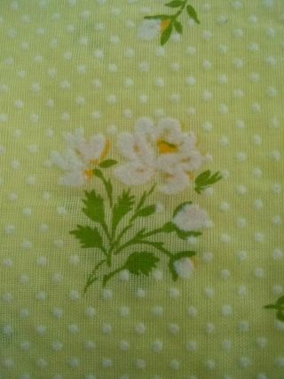 Vintage Cotton Flocked Fabric semi sheer Dotted Swiss & Flowers 5yds x 45 