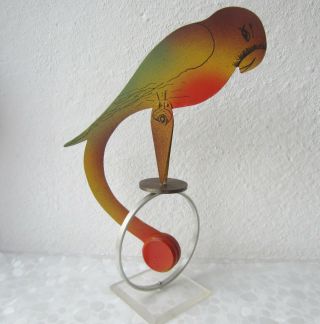 13 " Antique Vintage Swinging Parrot / Bird.  Balance Rocking Toy