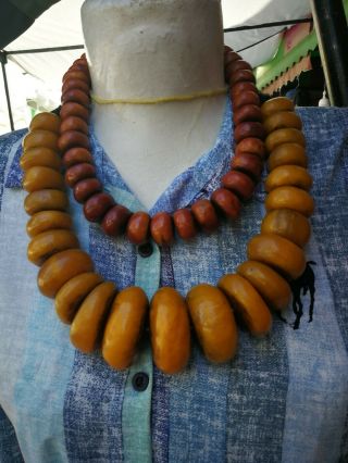 Berber Amber Necklace,  Strand Amber Moroccan Vintage Handcrafted Jewelry.  09