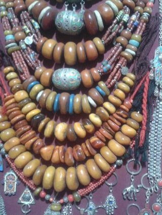 Berber amber necklace,  strand Amber Moroccan vintage Handcrafted Jewelry.  09 4
