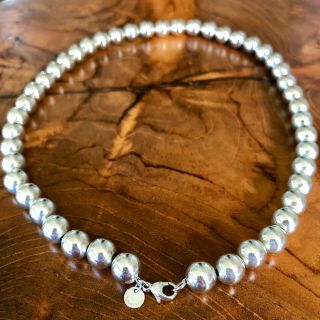 Vintage Tiffany & Co Sterling Silver Ball Bead Necklace 18 " T Co