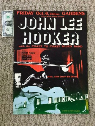 Old Vintage John Lee Hooker 1972 Concert Blues Poster Street Noise