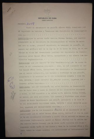 1959 Rare Decree Signed By Fidel Castro As Prime Minister & President Dorticos