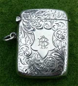 Good Sized,  Late Victorian,  Art Nouveau Silver Vesta Case - B 