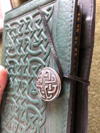 Oberon Design Celtic Vintage Green Leather 6 - Ring Personal Organizer 1999 7