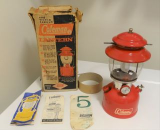 Vintage Coleman 200a Single Burner Red Lantern W/box Dated 9/1964 Pyrex Glass