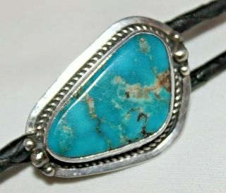 Vintage Bennett Pat Pend Sterling Silver Turquoise Hand Made Bolo Neck Tie 2