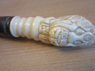 Antique Carved Cow Bone Carved Handle Nude Woman / Face Break Down Walking Stick