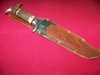 Vintage Large German Stag Edge Brand Hunting Bowie Knife 12,  In.  With Sheath