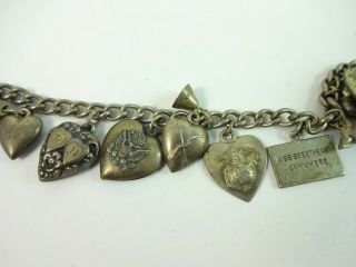 Vintage Sterling Silver Puffy Heart USN Military Charm Bracelet 7 
