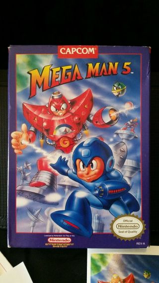Vintage Nintendo Game " Mega Man 5 ".  No Game Box And Instruction Book Only