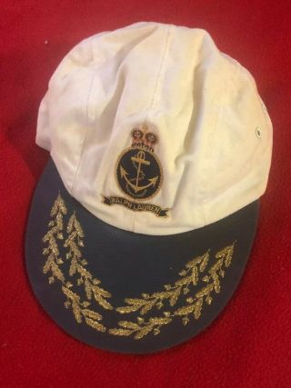 Vintage Polo Ralph Lauren Captains Crest Hat Rare White Navy Naval Us Rl