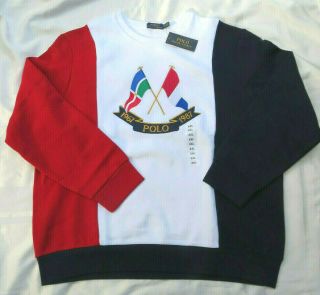 Polo Ralph Lauren Cross Flags Sweatshirt Xxl 1987 20th Anniversary Retro Vintage